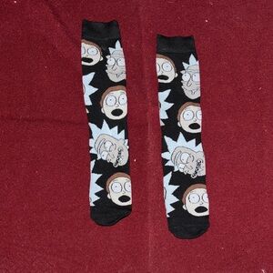 Black Rick & Morty Character Crew Socks - Men's Novelty Socks